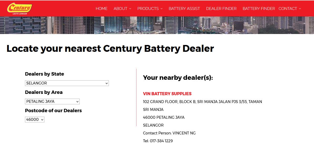 century battery malaysia dealer
